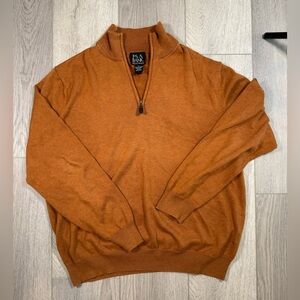Jos. A. Bank Men's Rust quarter Zip-Up Sweater pimacotton medium luxurious